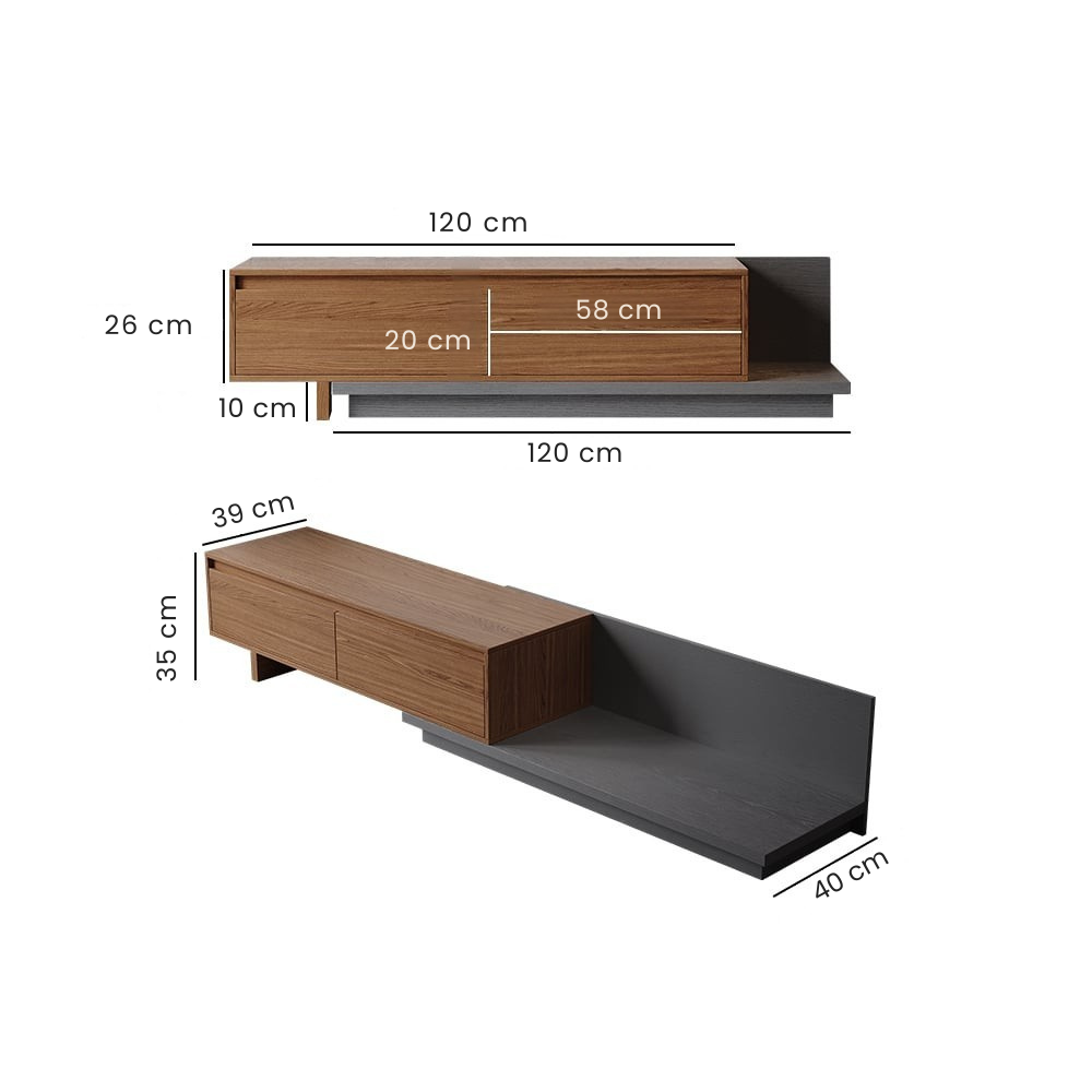 Walnut & Grey / Engineered Wood / 120 cm