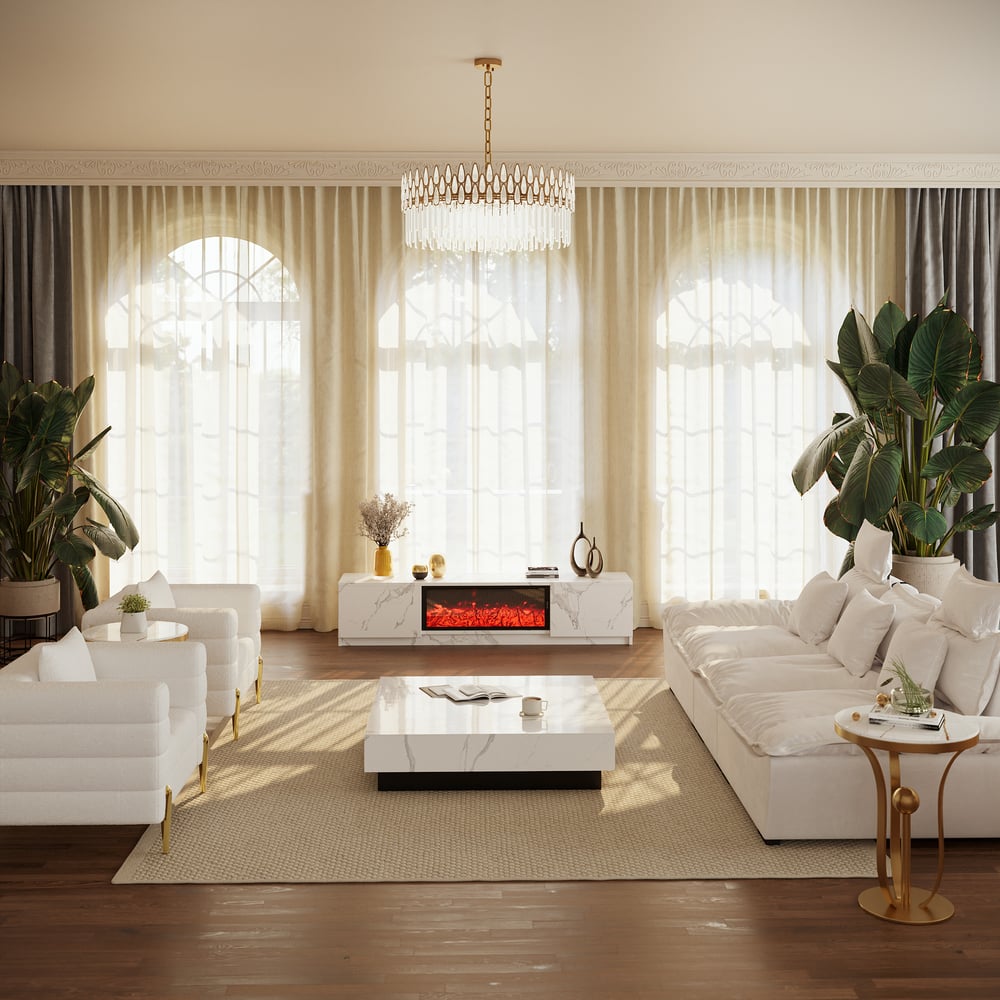 Emberline Electric Fireplace TV Stand with Remote & Storage, 180 cm