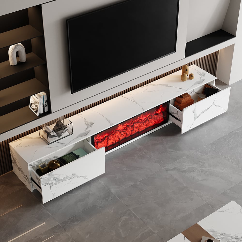 Emberline Electric Fireplace TV Stand with Remote & Storage, 180 cm