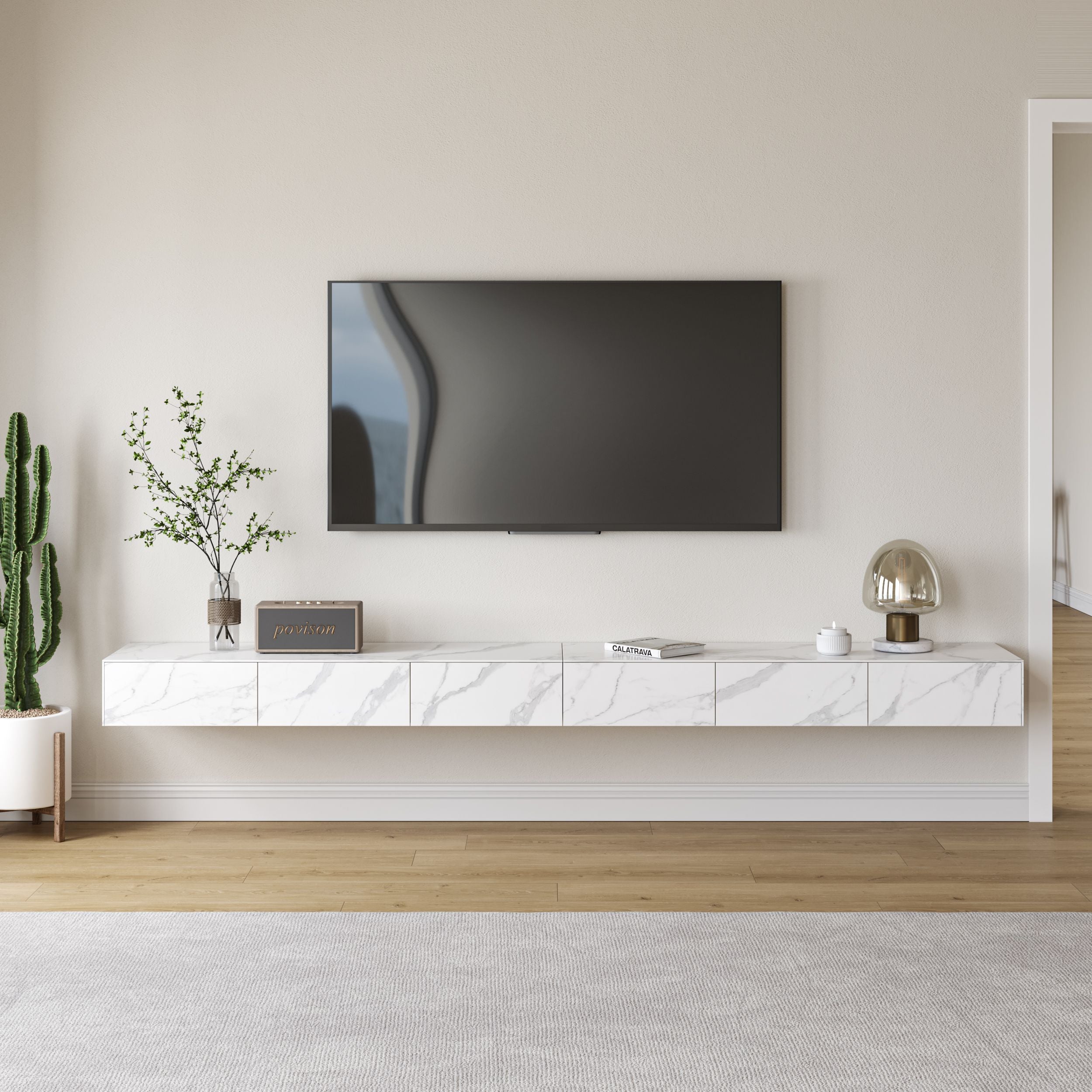Float Modern Sintered Stone Floating TV Console