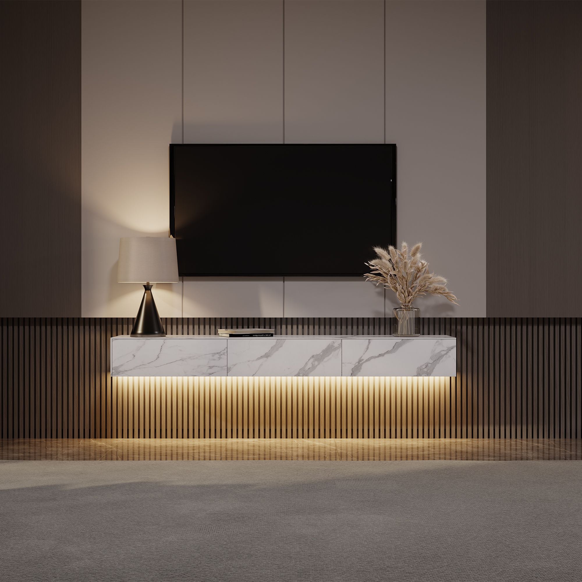 Float Modern Sintered Stone Floating TV Console