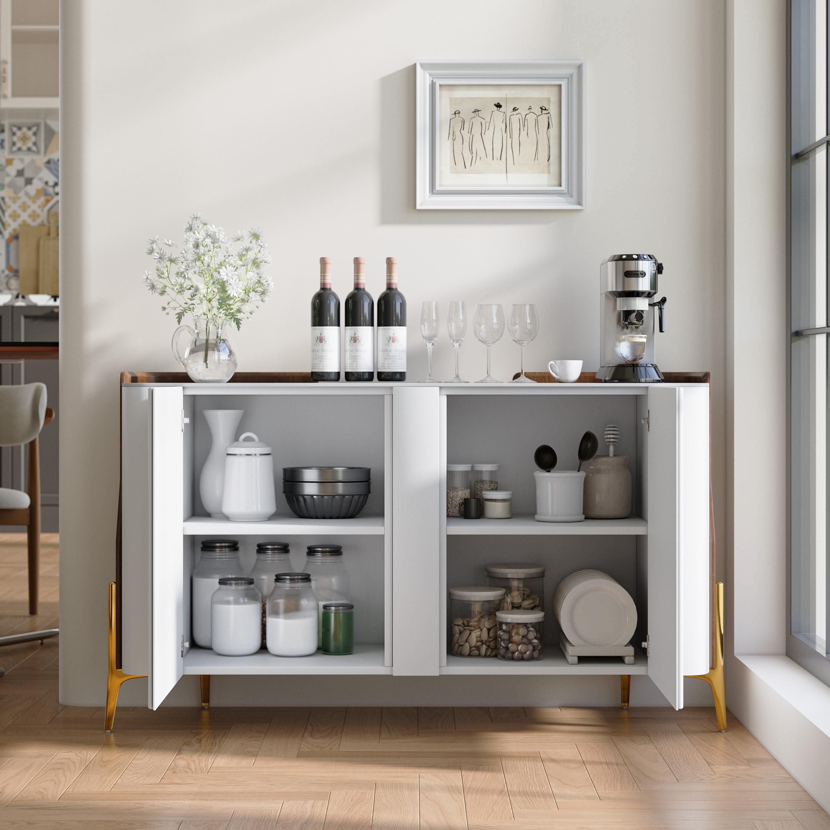 Solara Modern Storage Sideboard with Sintered Stone Top