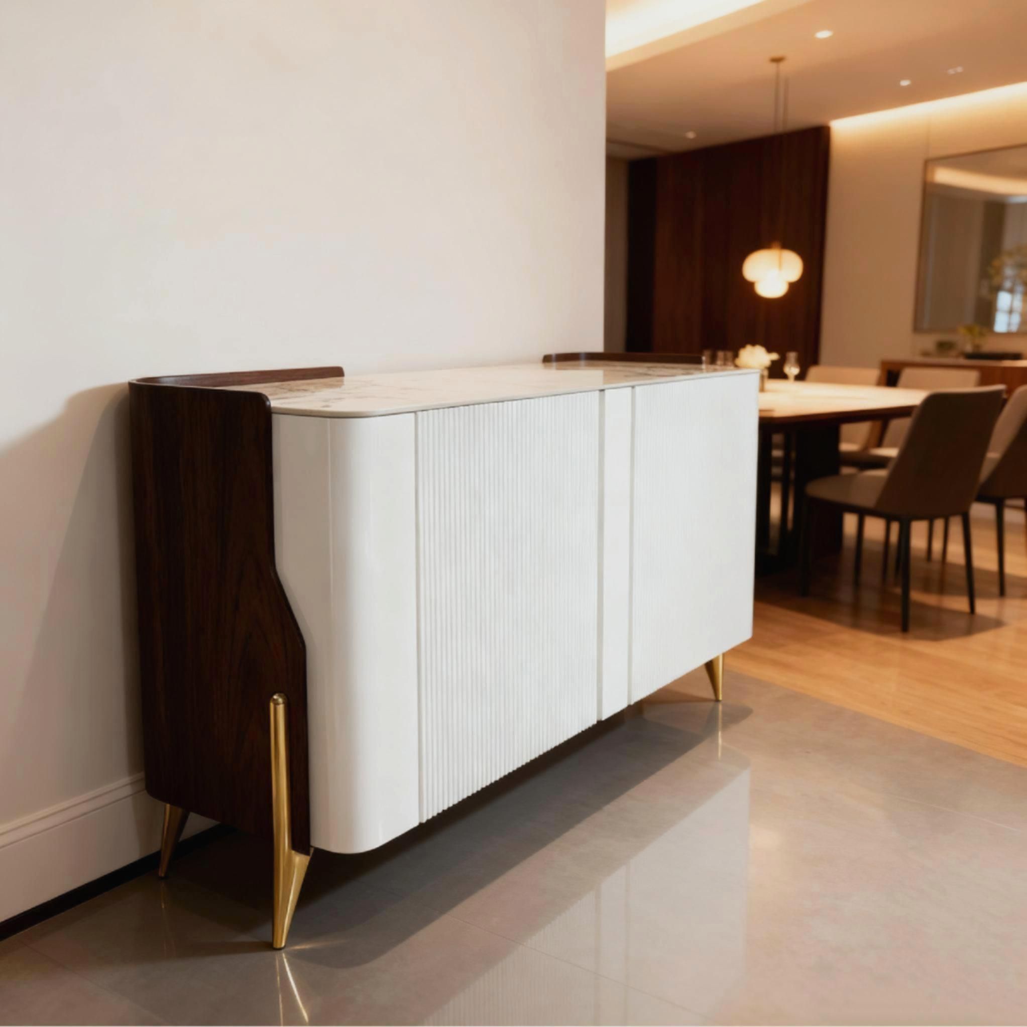 Solara Modern Storage Sideboard with Sintered Stone Top