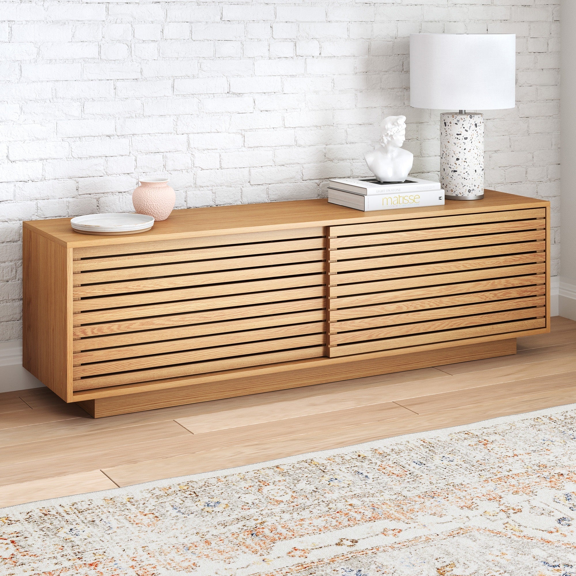 Willow Oak Slatted TV Unit, 180 cm