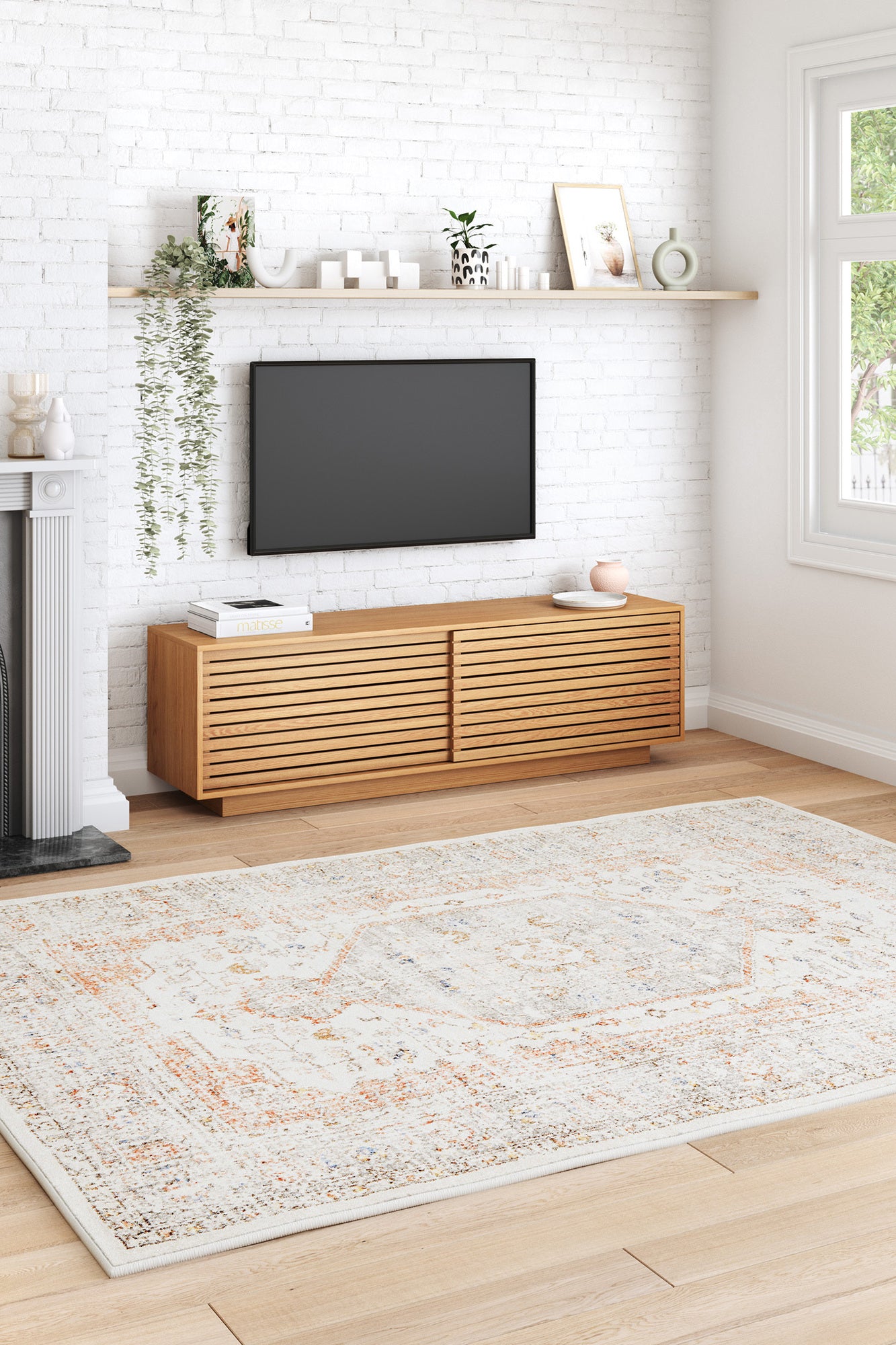Willow Oak Slatted TV Unit, 180 cm