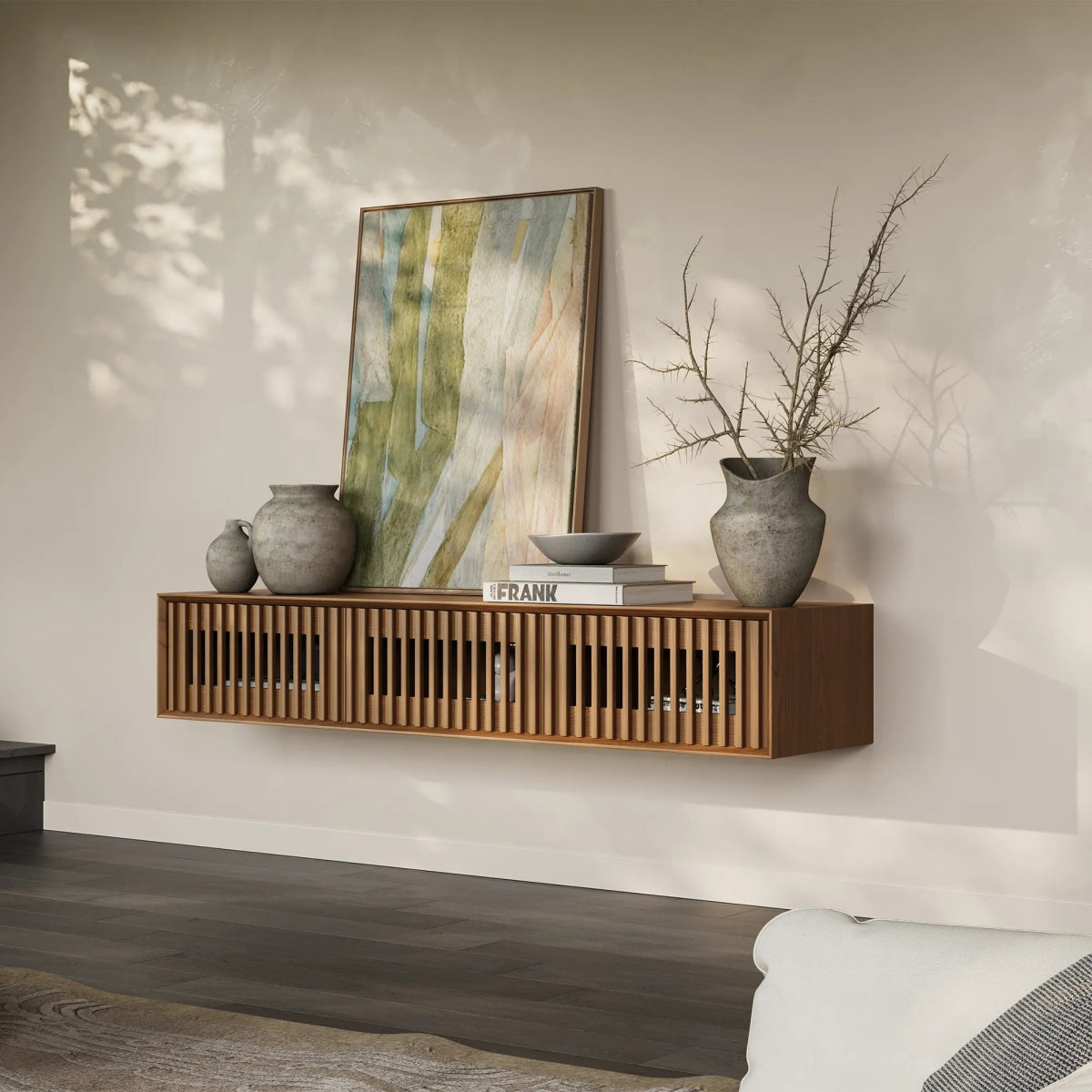 Aeolus 160 cm Mid - Century Floating LED TV Console - Exclusivia