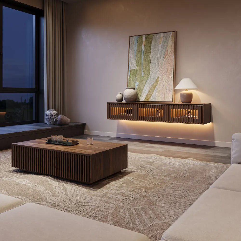 Aeolus 160 cm Mid - Century Floating LED TV Console - Exclusivia