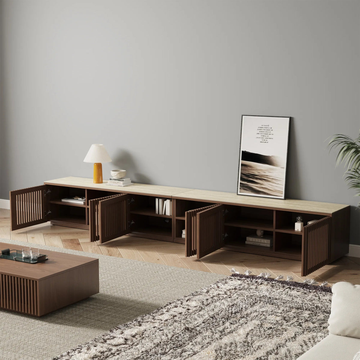 Aeolus 300 cm Modern Wood TV Stand - Exclusivia