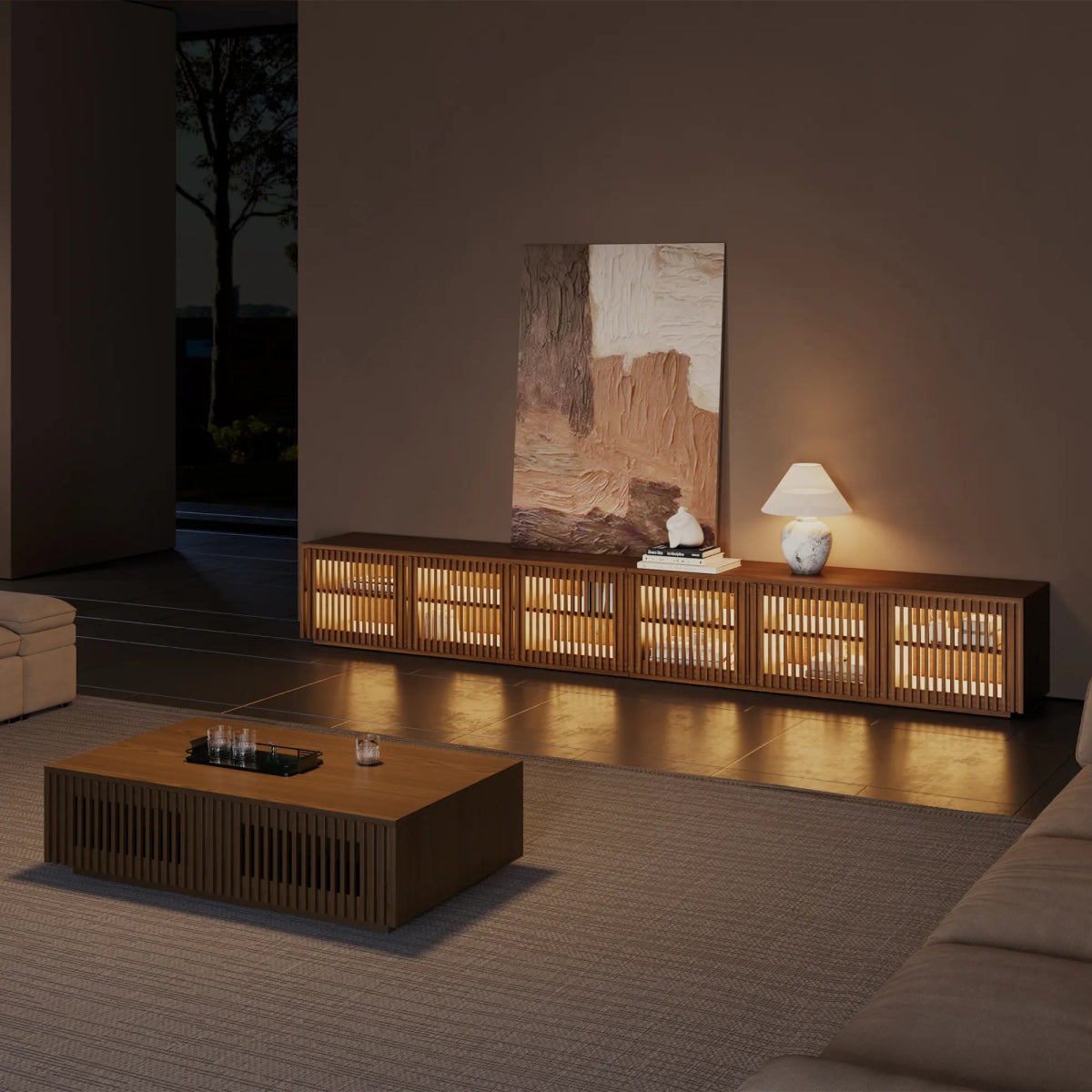 Aeolus 300 cm Modern Wood TV Stand - Exclusivia