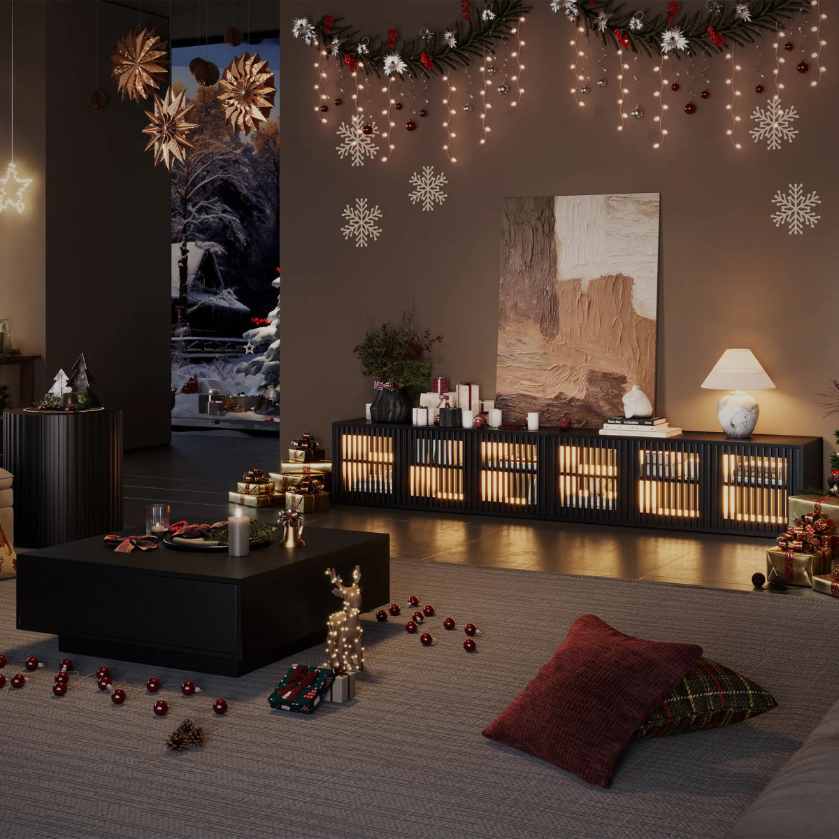 Aeolus 300 cm Modern Wood TV Stand - Exclusivia