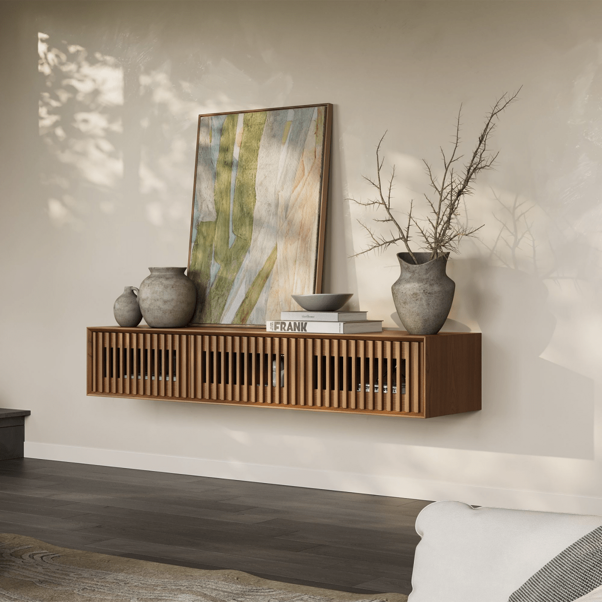 Aeolus Mid - Century Floating LED TV Console - Exclusivia