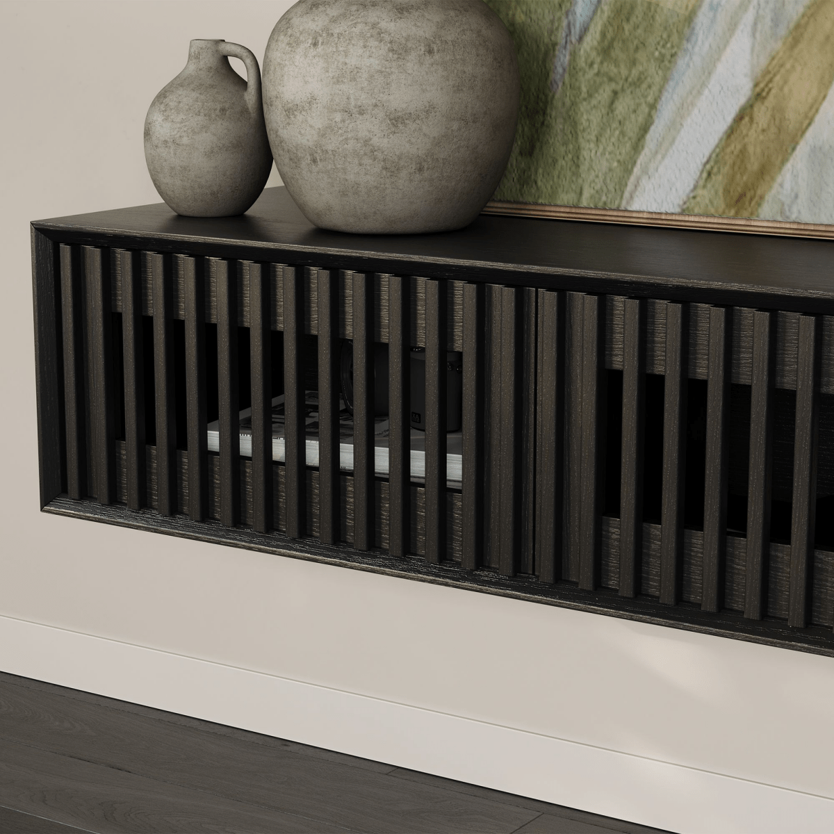 Aeolus Mid - Century Floating LED TV Console - Exclusivia