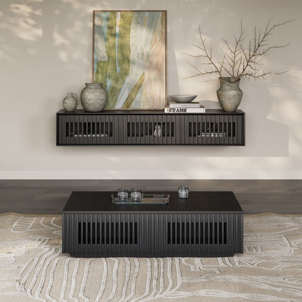Aeolus Mid-Century Floating LED TV Console - Exclusivia