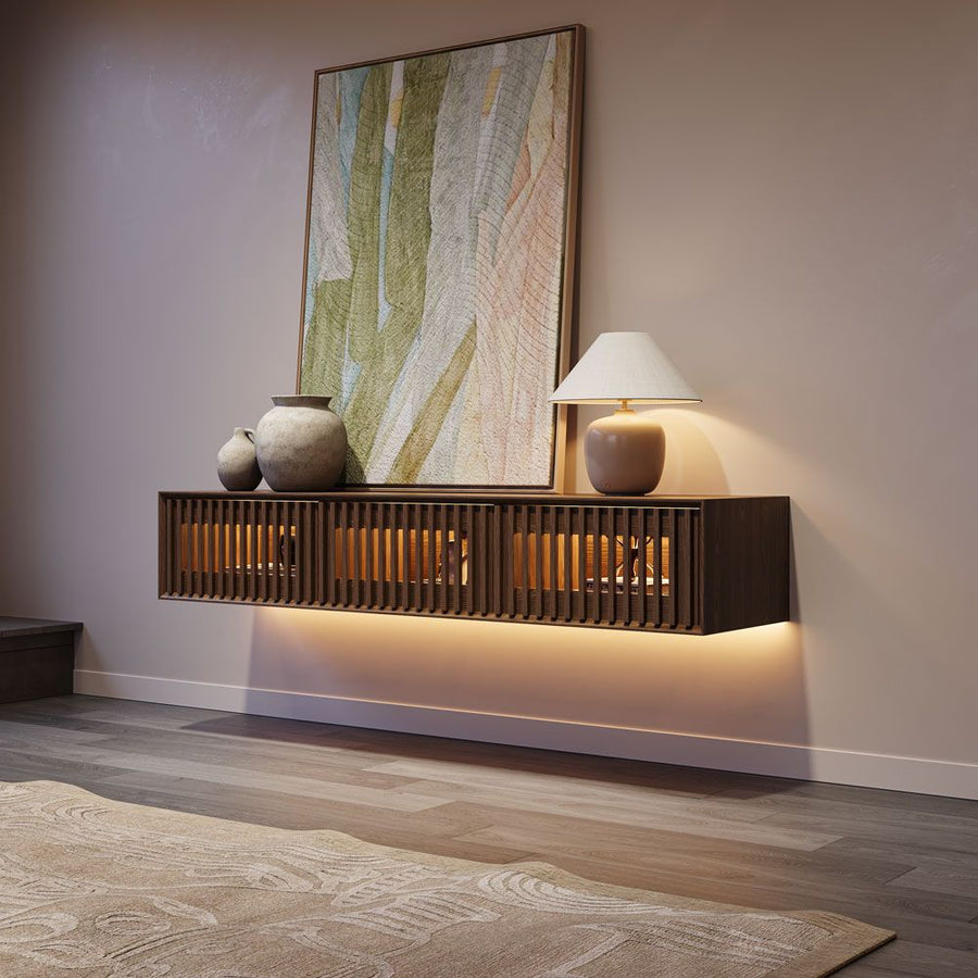 Aeolus Mid-Century Floating LED TV Console - Exclusivia