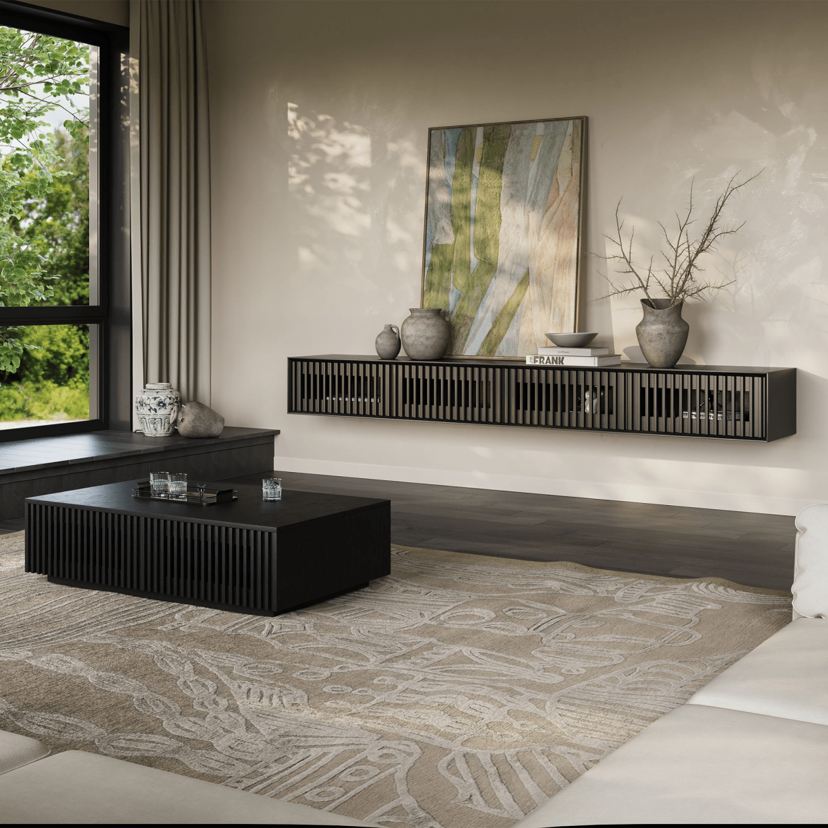 Aeolus Mid - Century Floating LED TV Console - Exclusivia