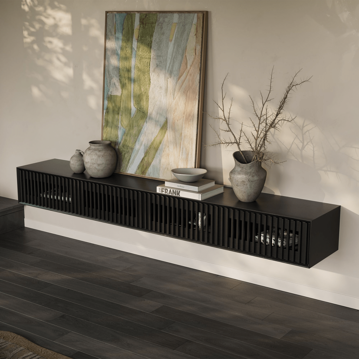 Aeolus Mid - Century Floating LED TV Console - Exclusivia