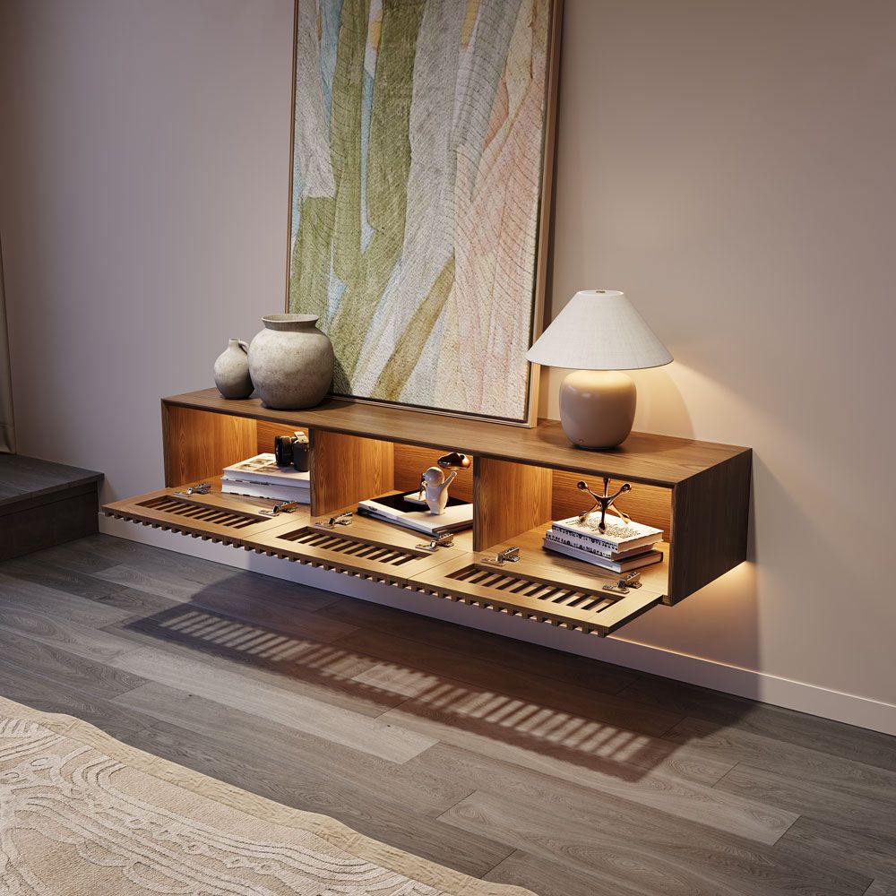 Aeolus Mid-Century Floating LED TV Console - Exclusivia