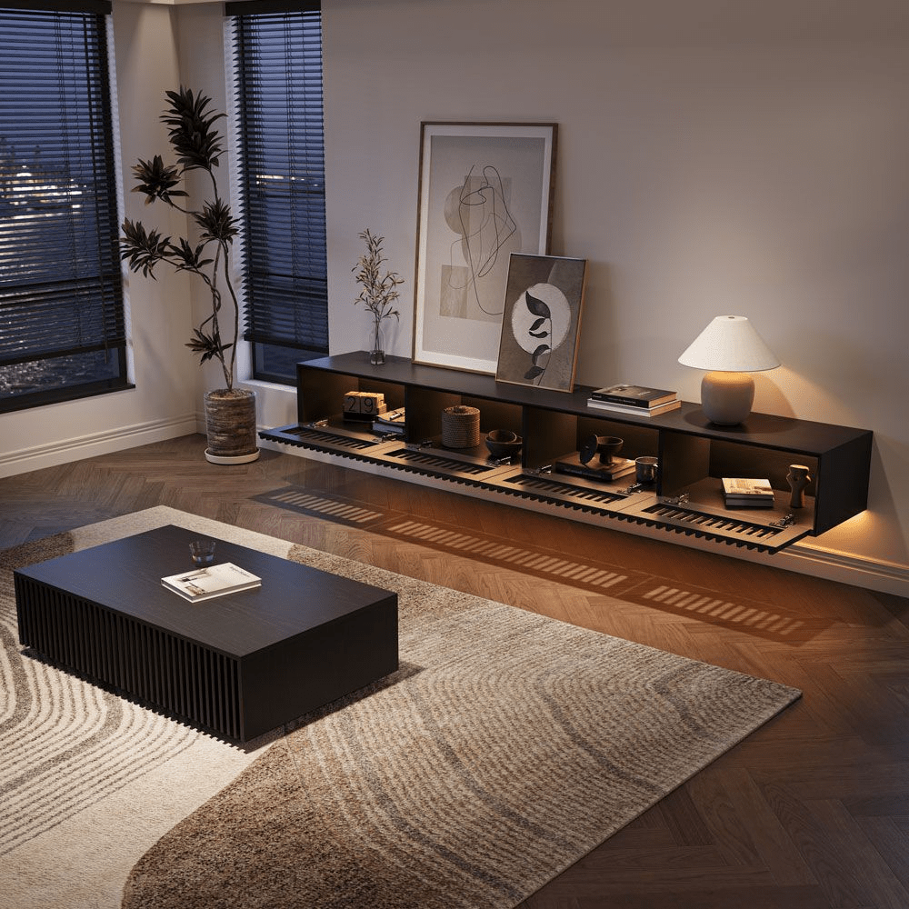 Aeolus Mid - Century Floating LED TV Console - Exclusivia
