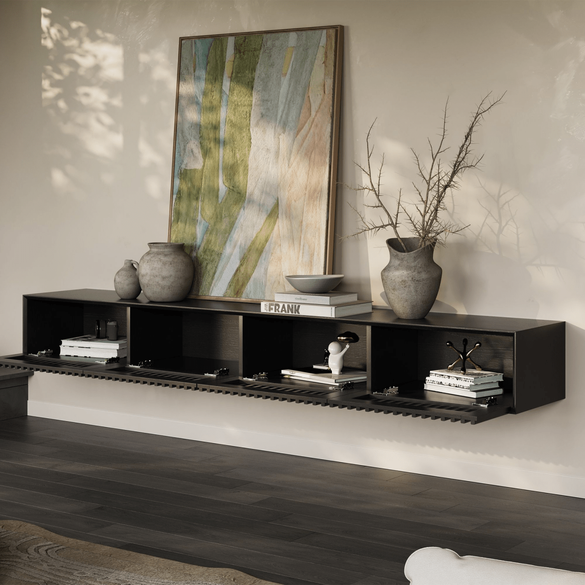 Aeolus Mid - Century Floating LED TV Console - Exclusivia