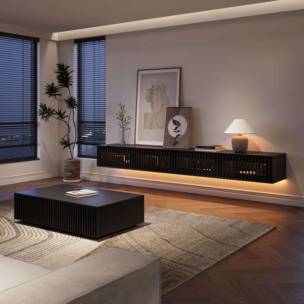Aeolus Mid-Century Floating LED TV Console - Exclusivia