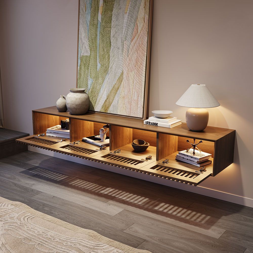 Aeolus Mid-Century Floating LED TV Console - Exclusivia