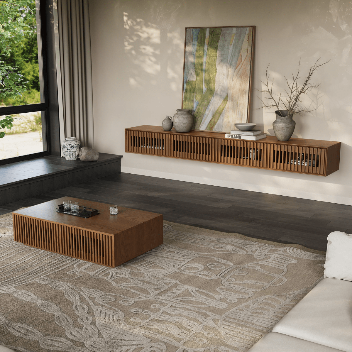 Aeolus Mid - Century Floating LED TV Console - Exclusivia