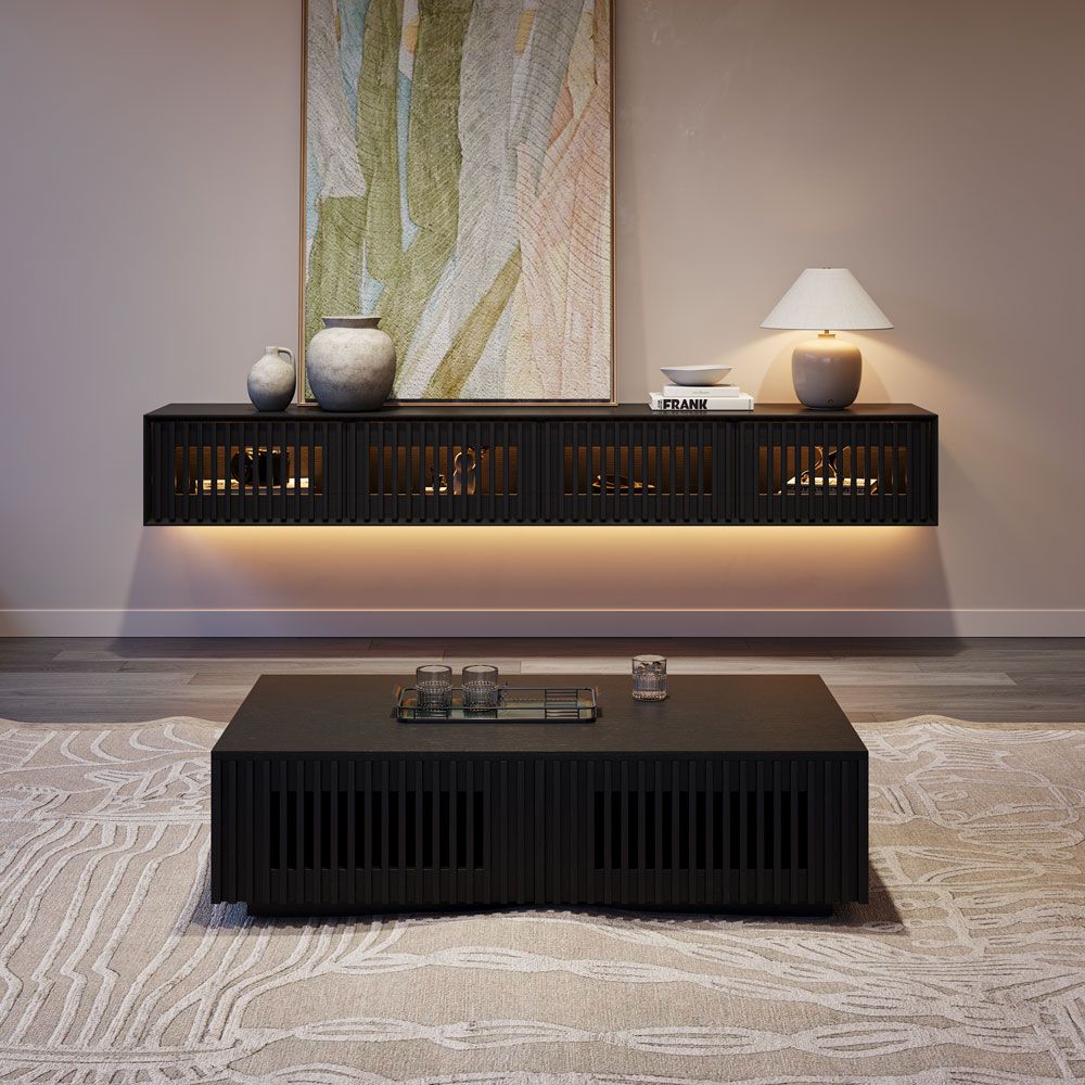 Aeolus Mid-Century Floating LED TV Console - Exclusivia