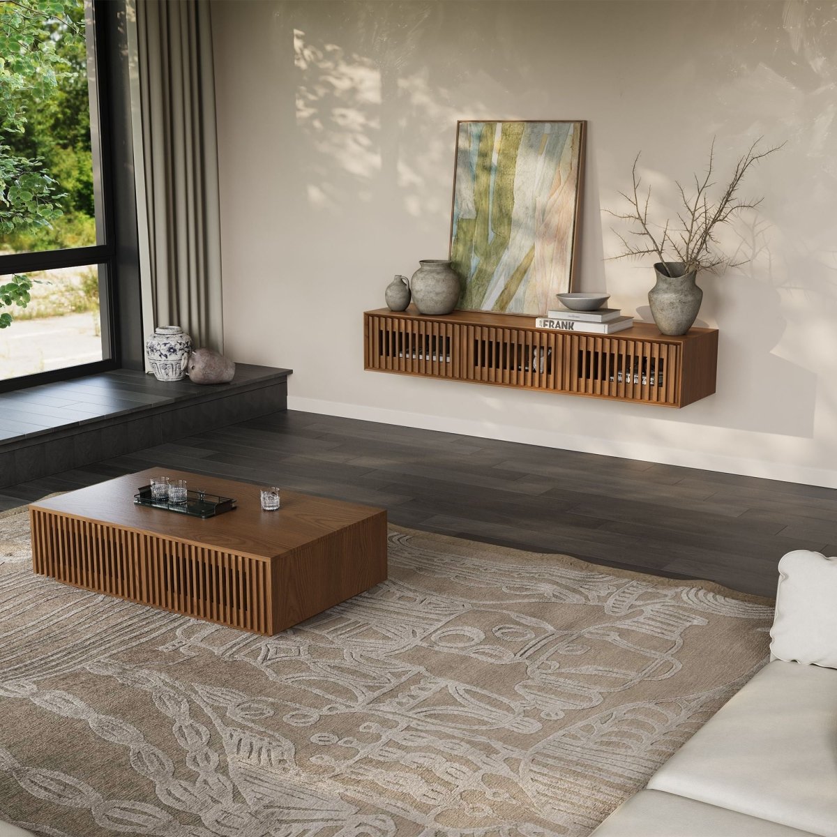 Aeolus Mid-Century Floating LED TV Console - Exclusivia