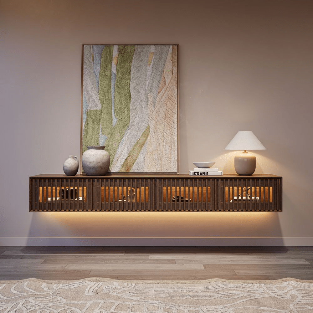 Aeolus Mid - Century Floating LED TV Console - Exclusivia