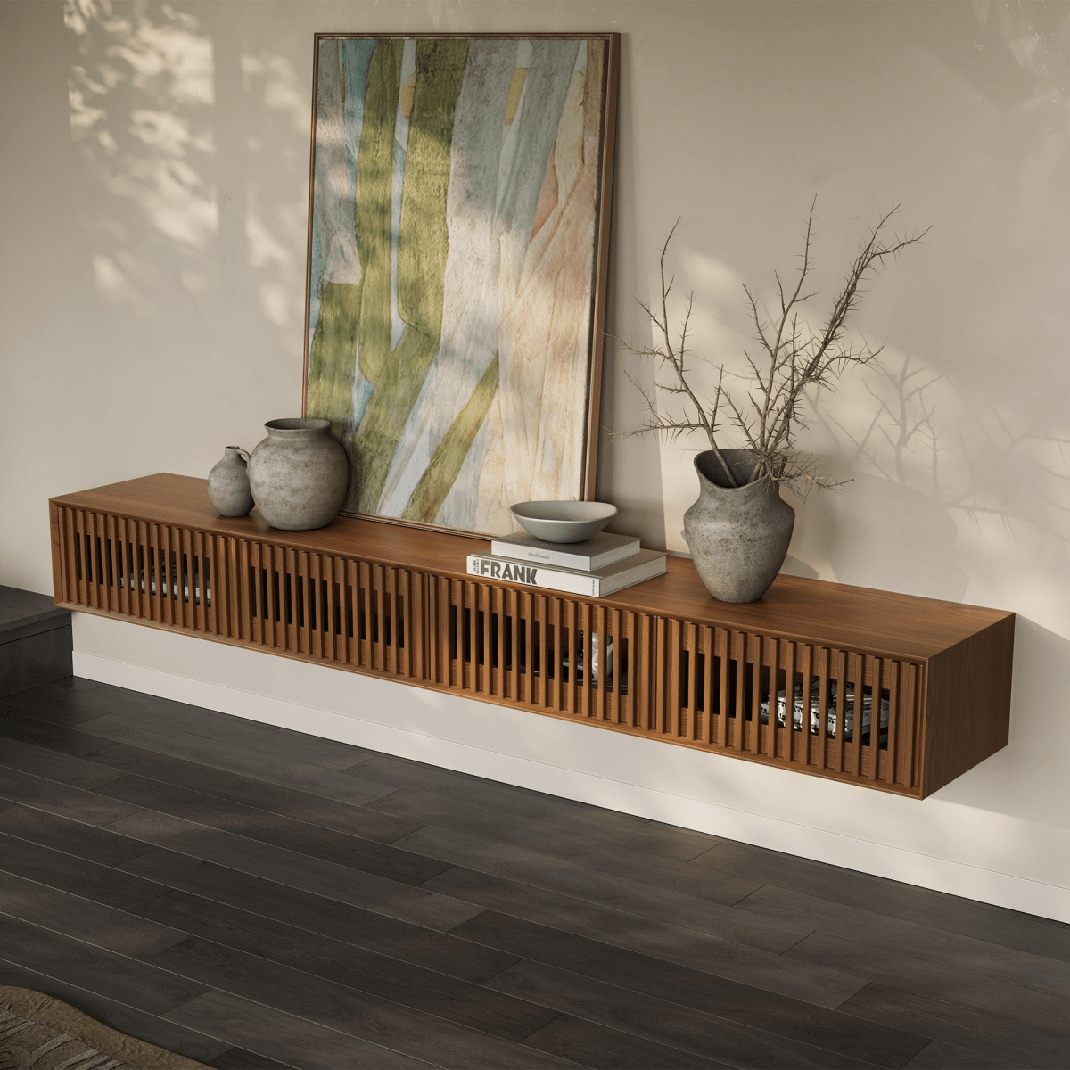 Aeolus Mid - Century Floating LED TV Console - Exclusivia