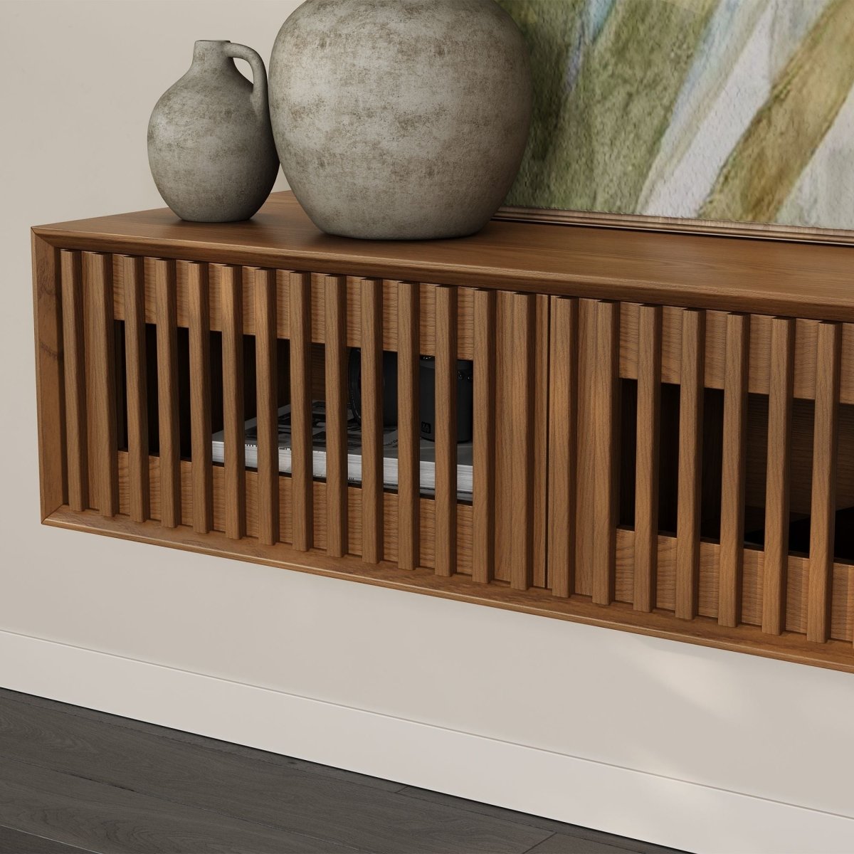 Aeolus Mid-Century Floating LED TV Console - Exclusivia