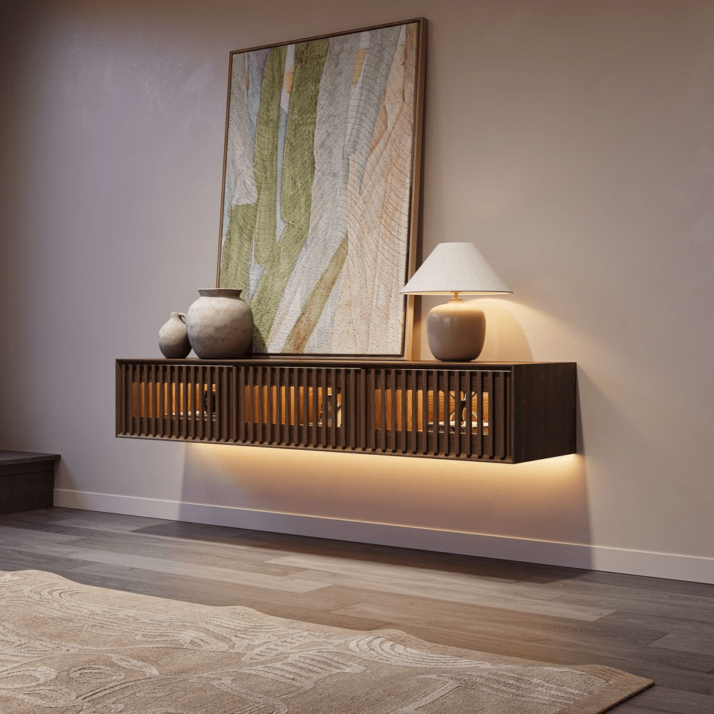 Aeolus Mid - Century Floating LED TV Console - Exclusivia