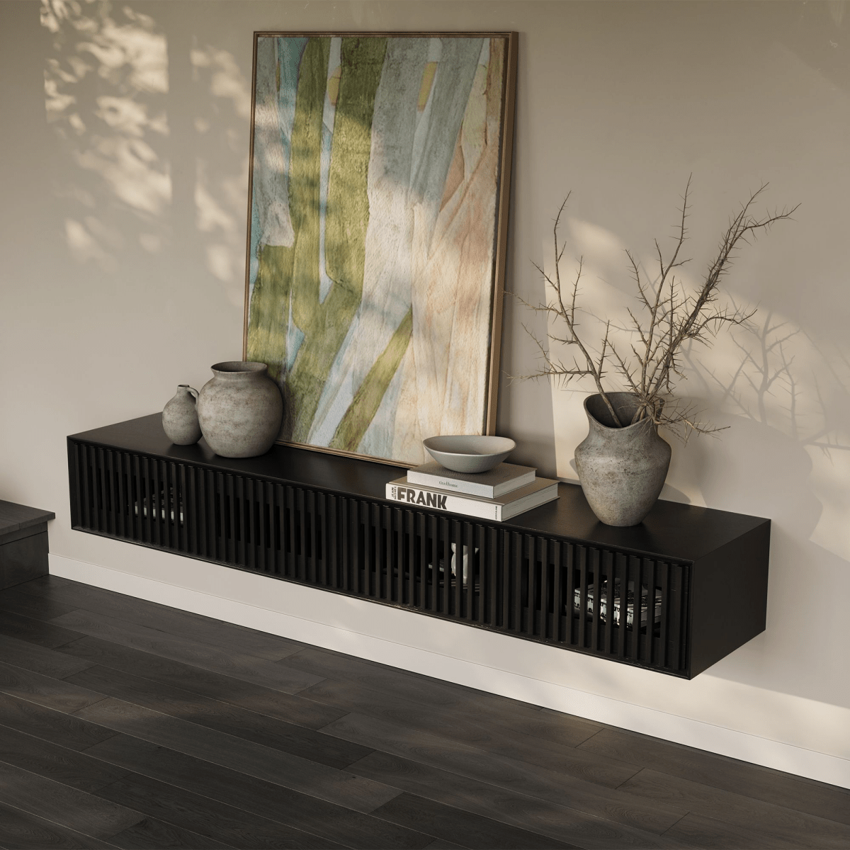 Aeolus Mid - Century Floating LED TV Console - Exclusivia