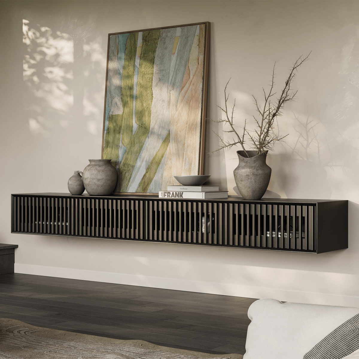 Aeolus Mid - Century Floating LED TV Console - Exclusivia