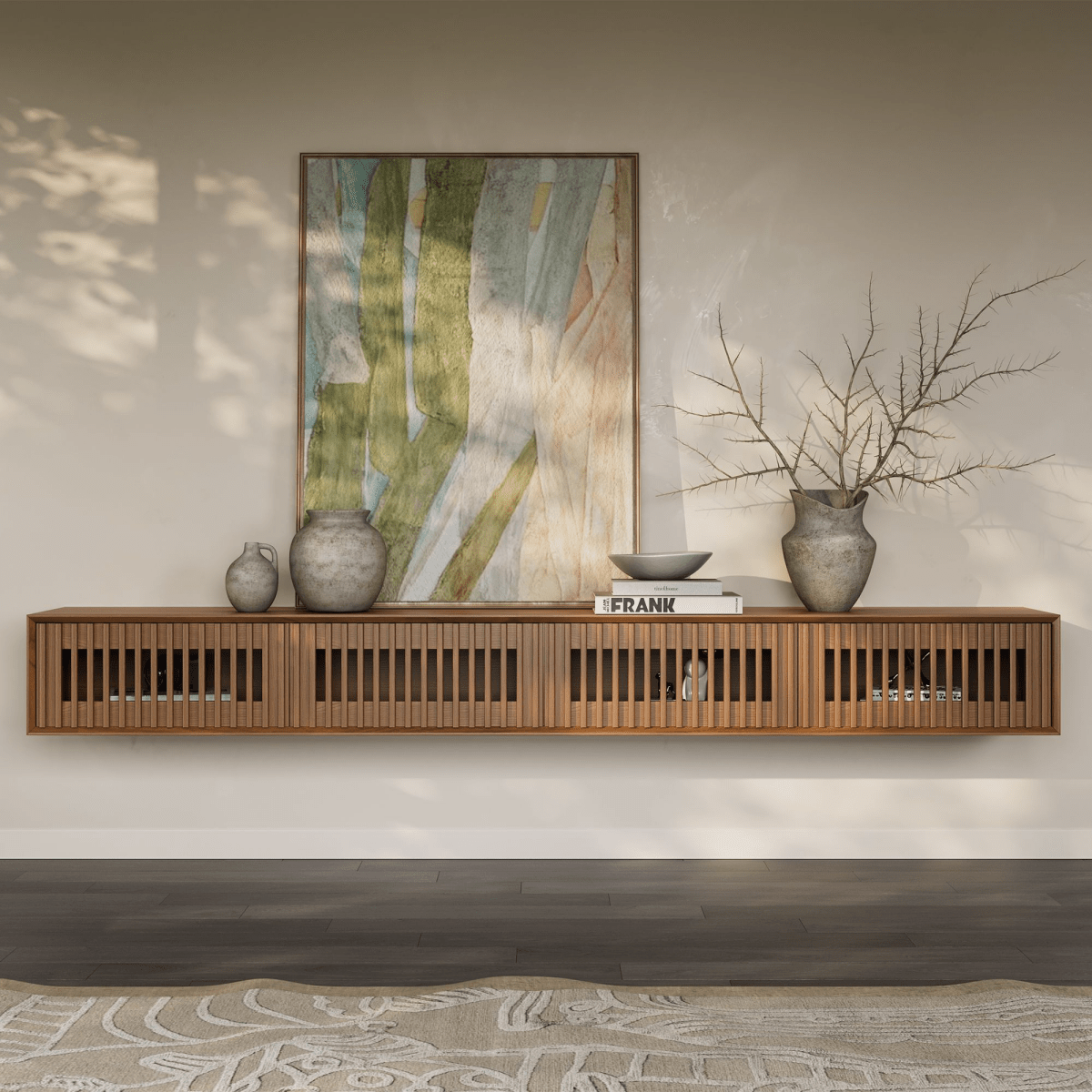 Aeolus Mid - Century Floating LED TV Console - Exclusivia