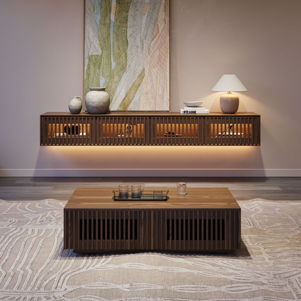 Aeolus Mid-Century Floating LED TV Console - Exclusivia