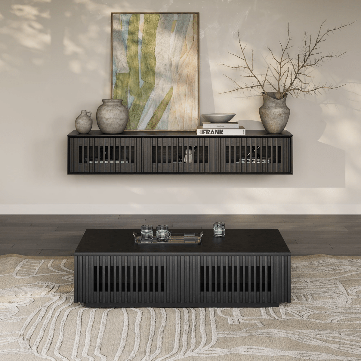 Aeolus Mid - Century Floating LED TV Console - Exclusivia