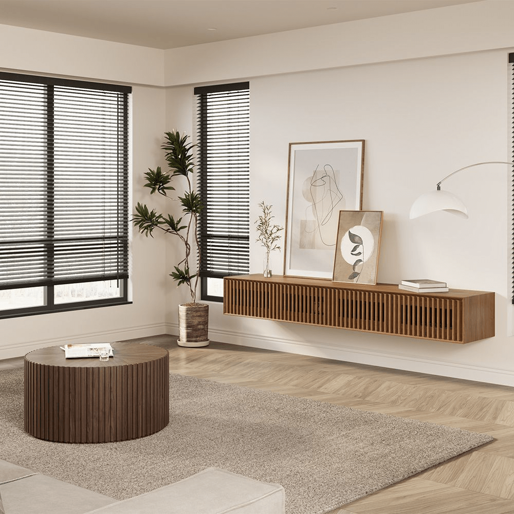 Aeolus Mid - Century Floating LED TV Console - Exclusivia