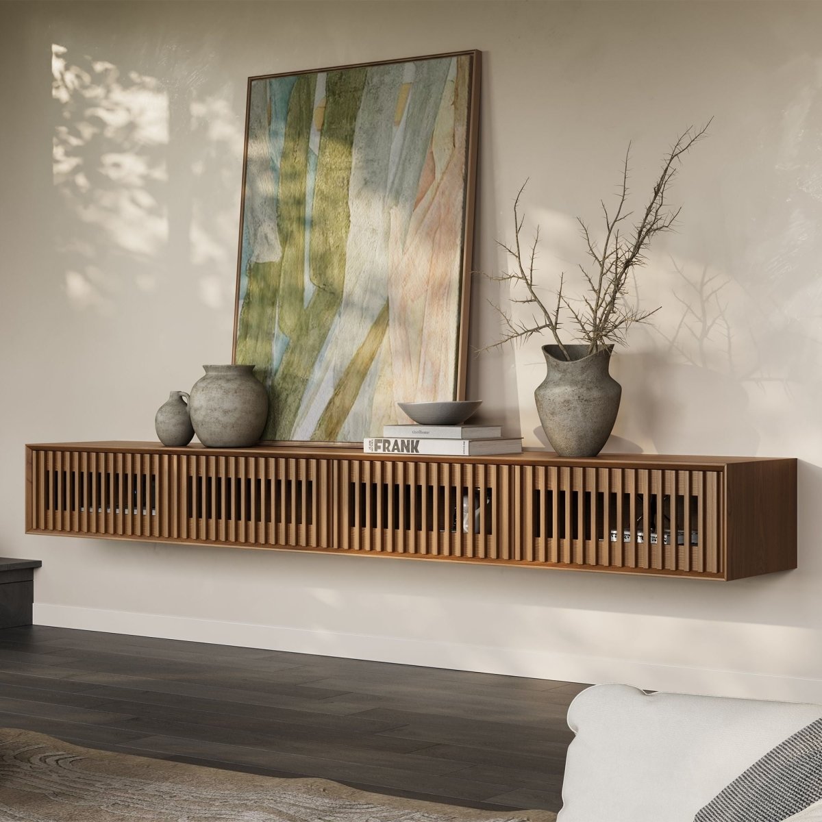 Aeolus Mid-Century Floating LED TV Console - Exclusivia