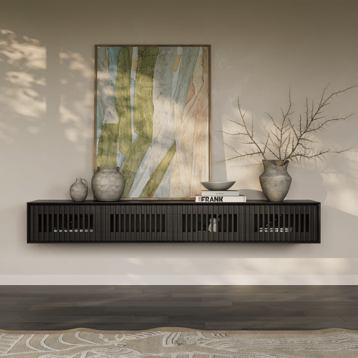 Aeolus Mid - Century Floating LED TV Console - Exclusivia