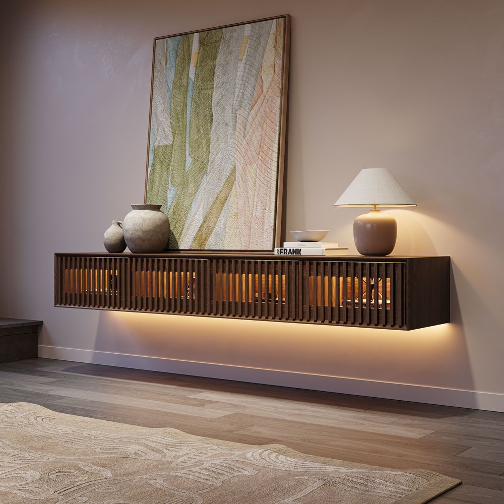 Aeolus Mid-Century Floating LED TV Console - Exclusivia