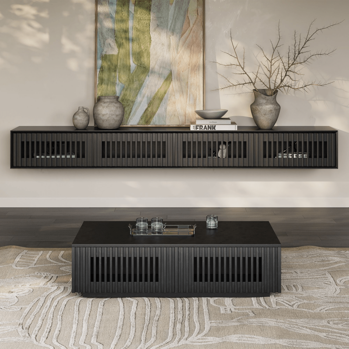 Aeolus Mid - Century Floating LED TV Console - Exclusivia