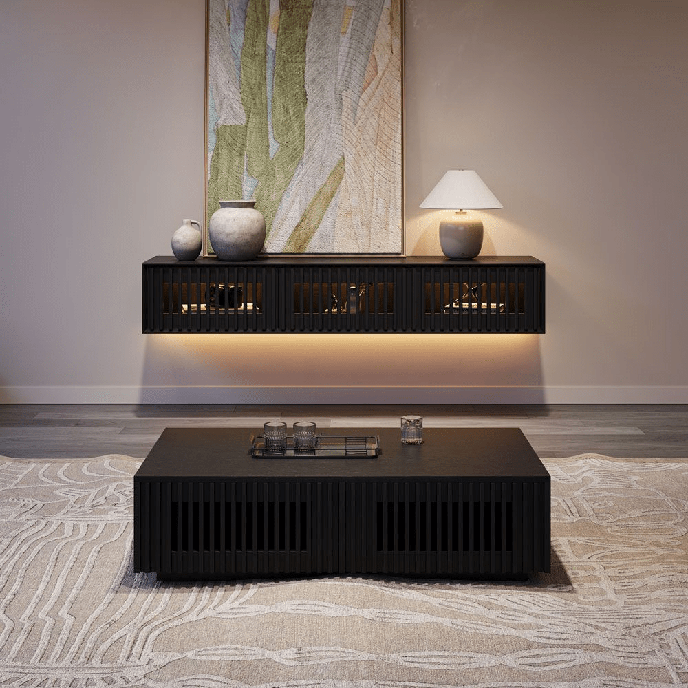 Aeolus Mid - Century Floating LED TV Console - Exclusivia