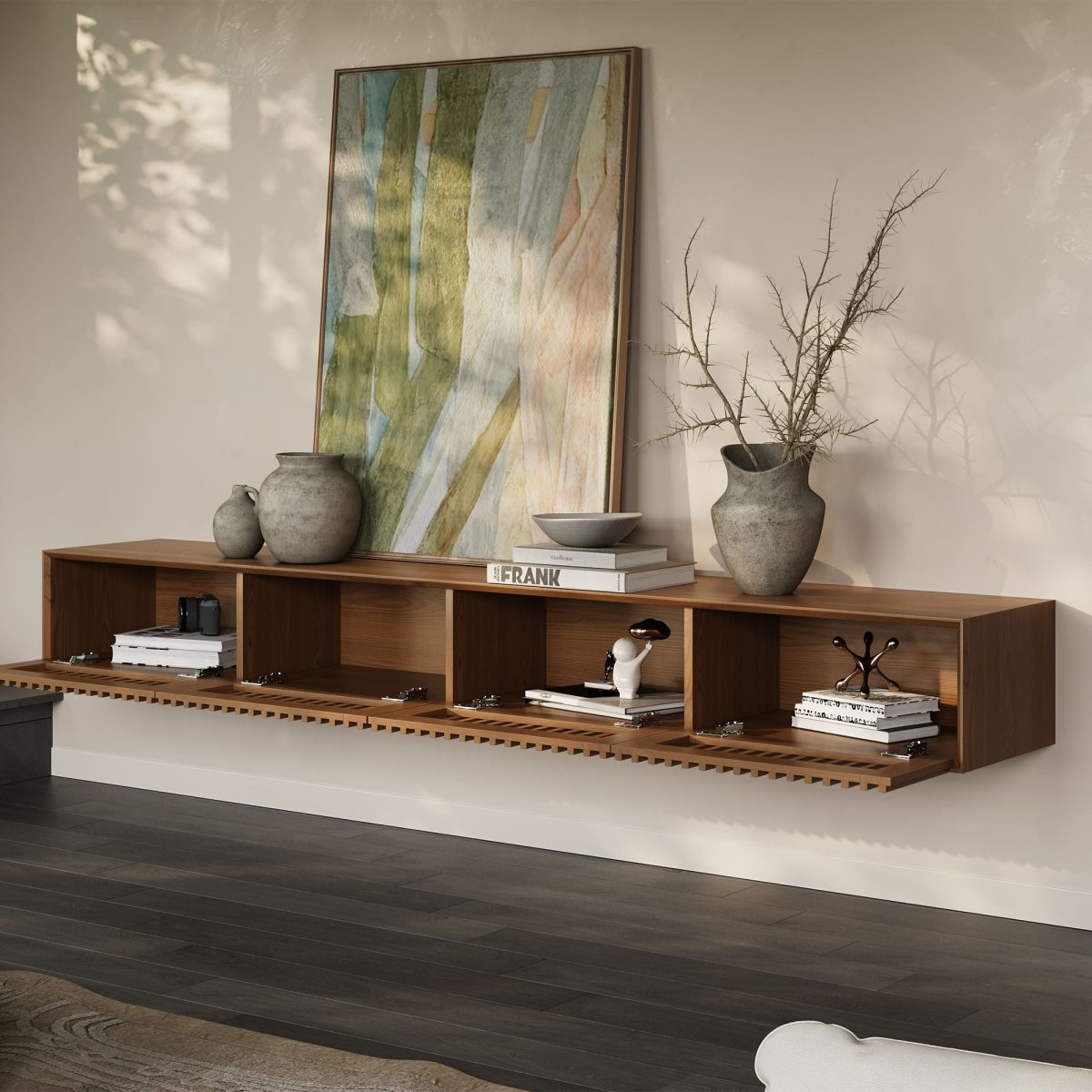 Aeolus Mid-Century Floating LED TV Console - Exclusivia