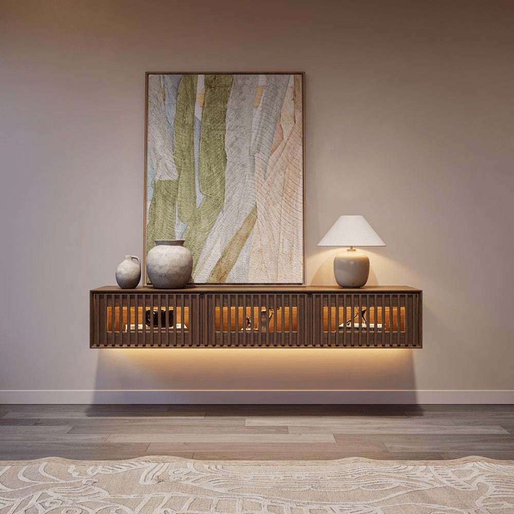 Aeolus Mid - Century Floating LED TV Console - Exclusivia