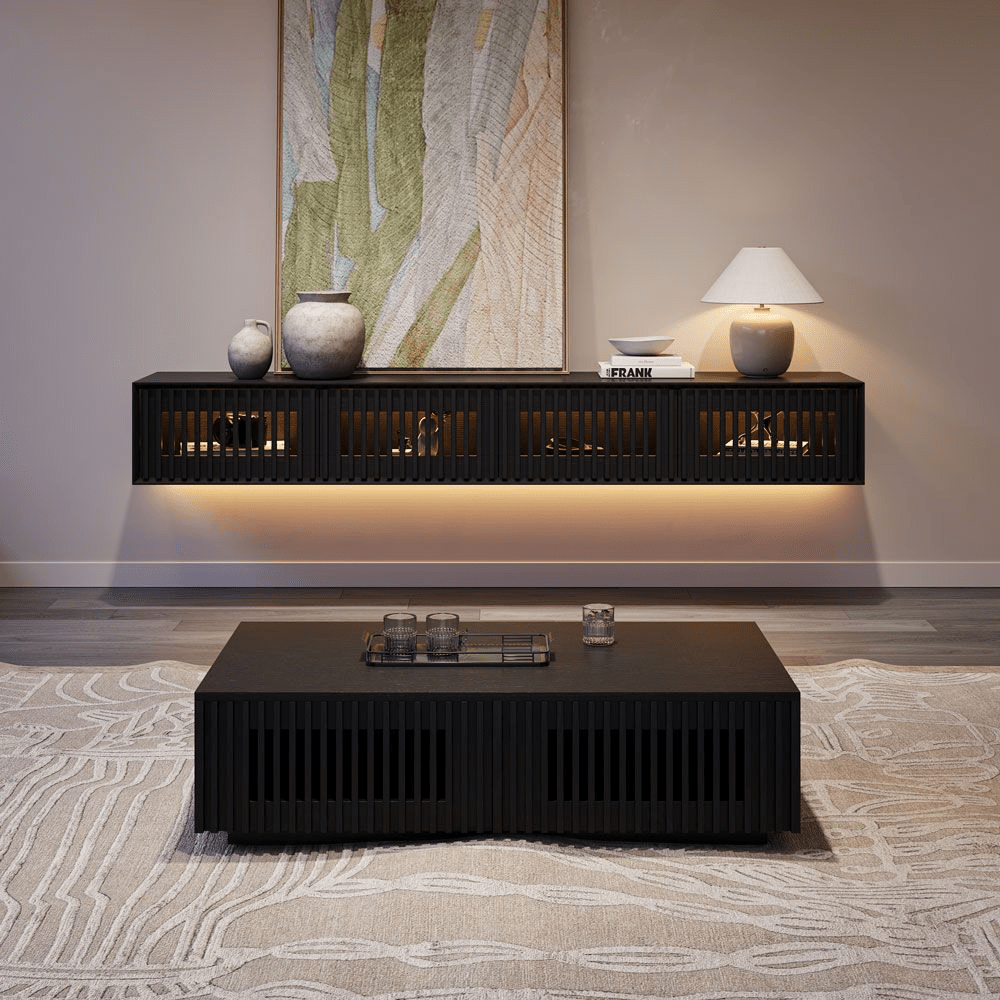 Aeolus Mid - Century Floating LED TV Console - Exclusivia