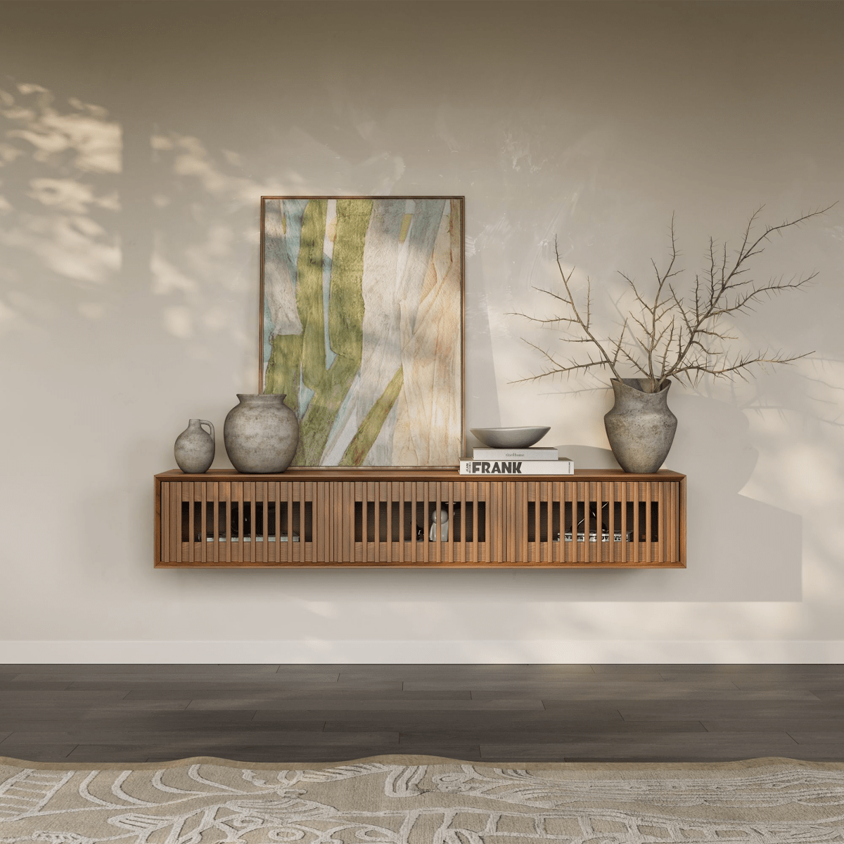 Aeolus Mid - Century Floating LED TV Console - Exclusivia