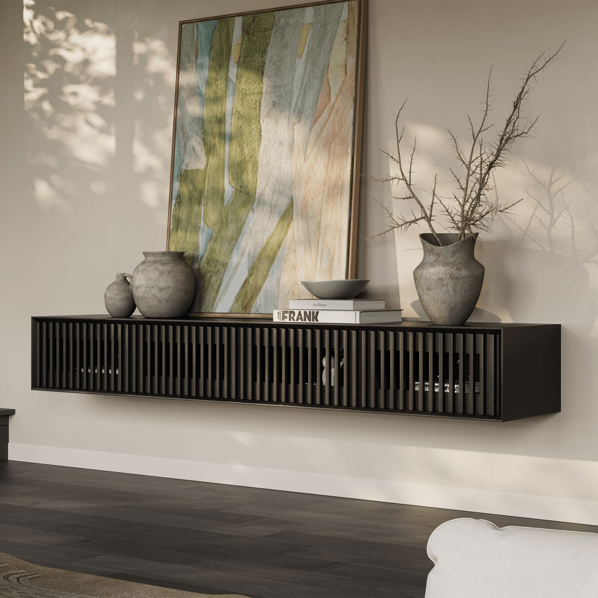 Aeolus Mid - Century Floating LED TV Console - Exclusivia