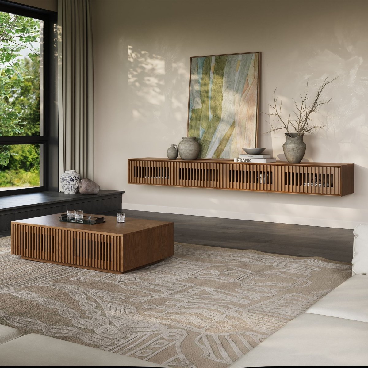 Aeolus Mid-Century Floating LED TV Console - Exclusivia