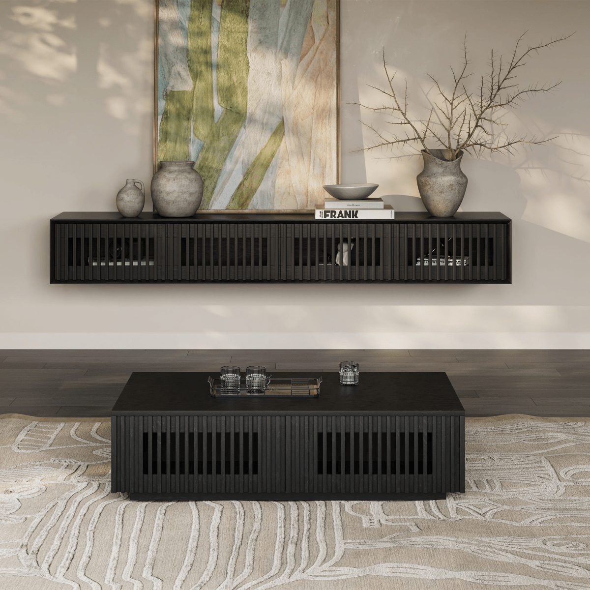 Aeolus Mid - Century Floating LED TV Console - Exclusivia